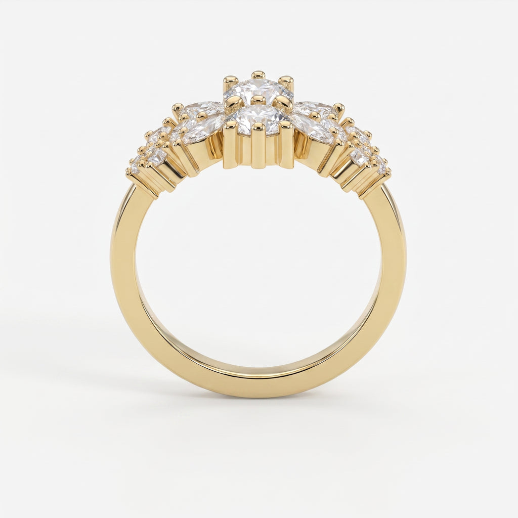 Luxury Statement Floral Diamond Design Fashion Ring