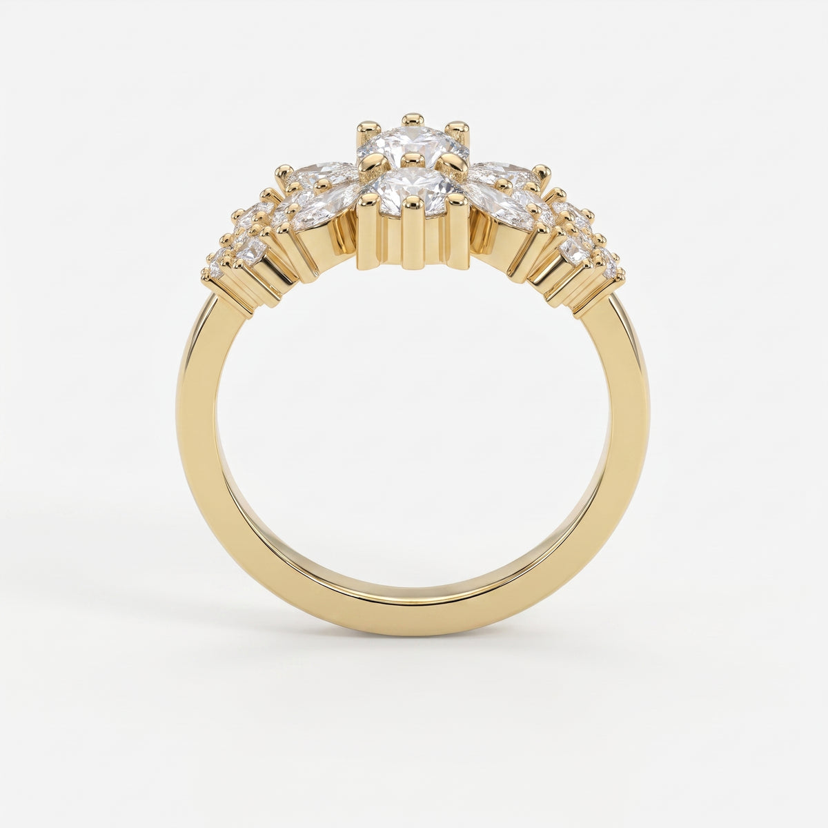 Luxury Statement Floral Diamond Design Fashion Ring
