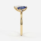 Luxury Toi et Moi Ring with Blue Sapphire and Pear Shape Diamond