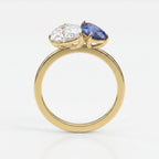 Luxury Toi et Moi Ring with Blue Sapphire and Pear Shape Diamond