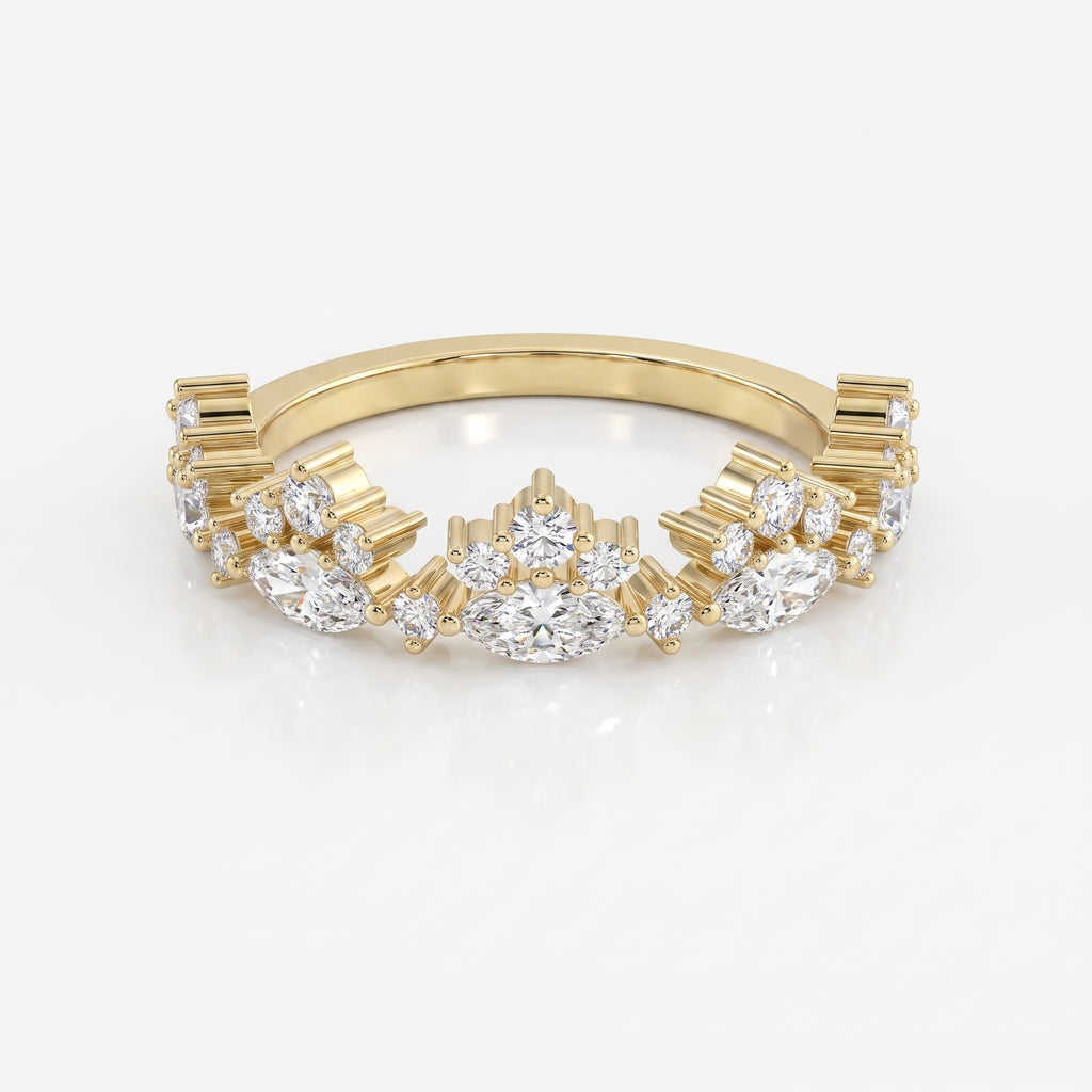 Marquise & Round Diamond Stackable Design Fashion Ring