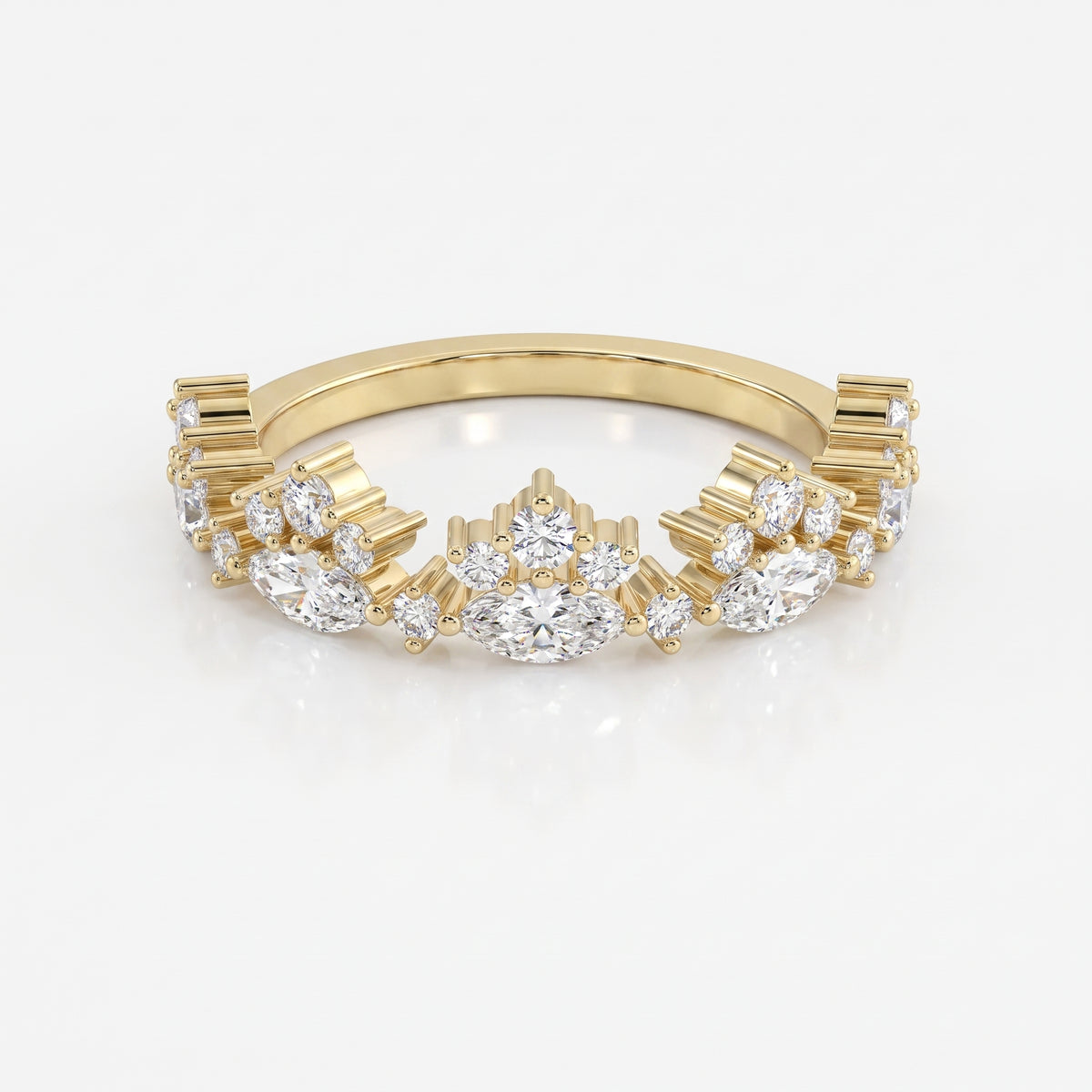 Marquise & Round Diamond Stackable Design Fashion Ring