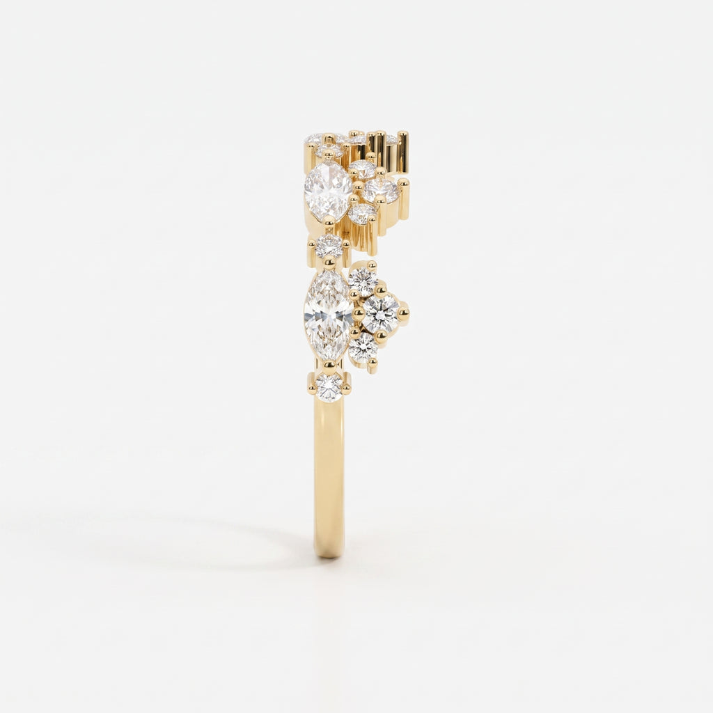 Marquise & Round Diamond Stackable Design Fashion Ring