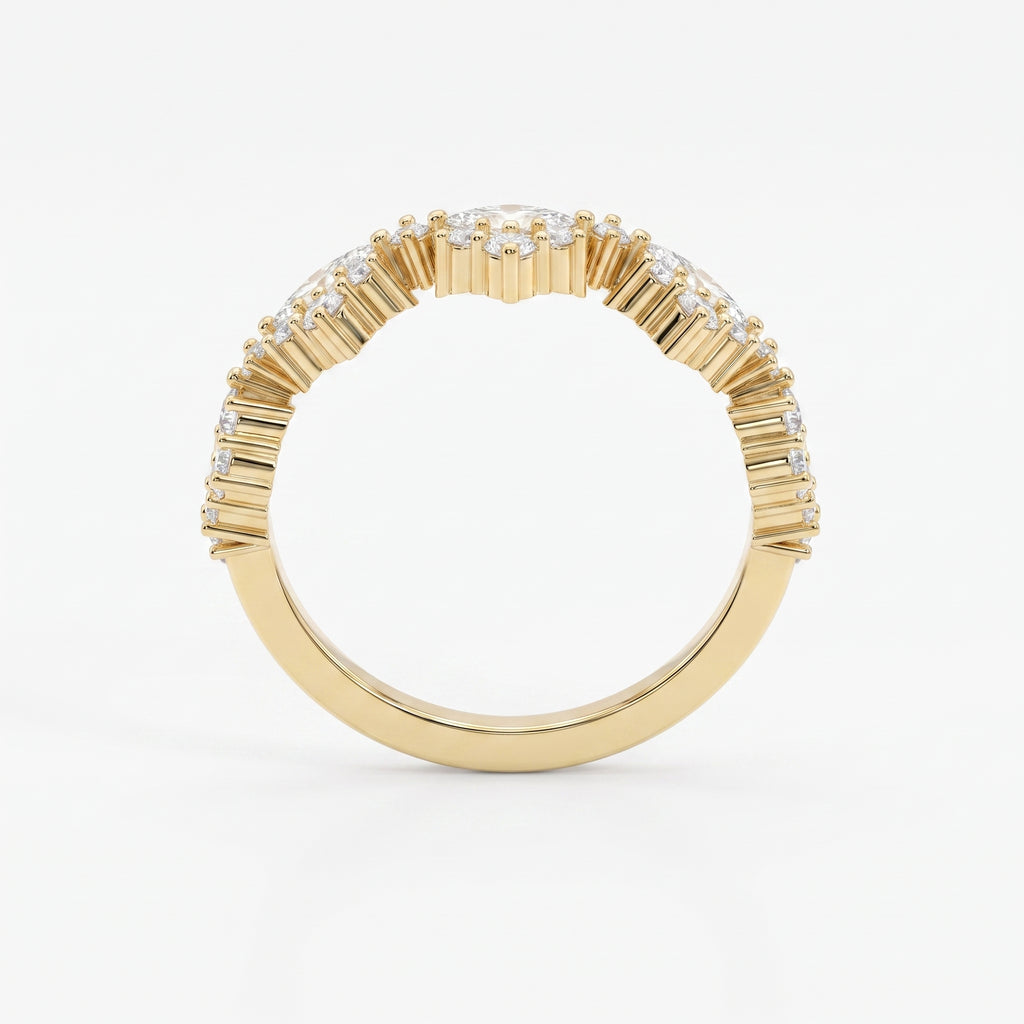 Marquise & Round Diamond Stackable Design Fashion Ring