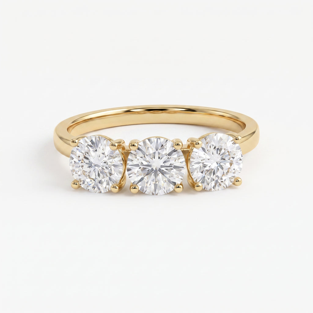 Three-Stone Round Brilliant-Cut Diamond Fashion Ring