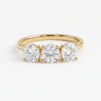Three-Stone Round Brilliant-Cut Diamond Fashion Ring