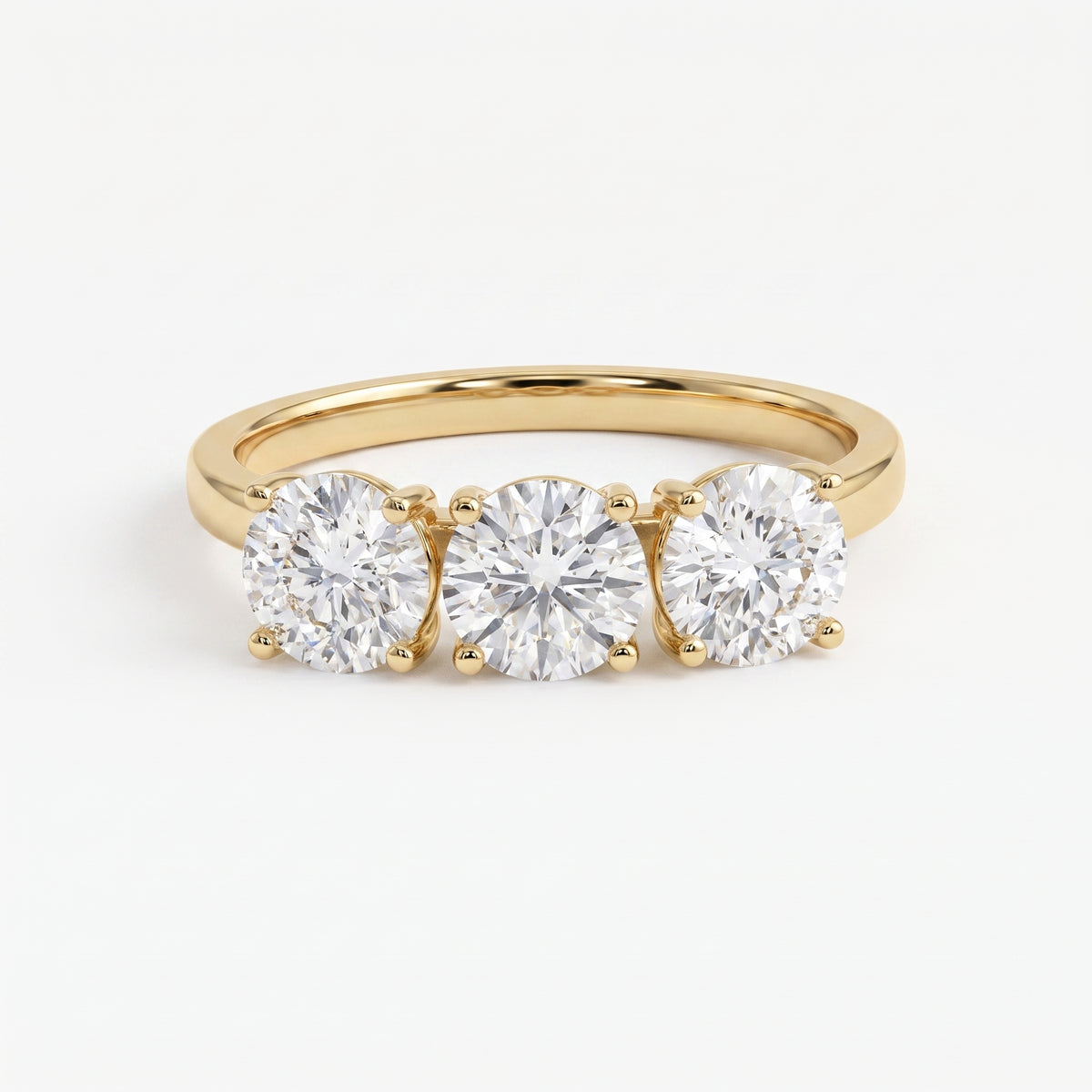 Three-Stone Round Brilliant-Cut Diamond Fashion Ring