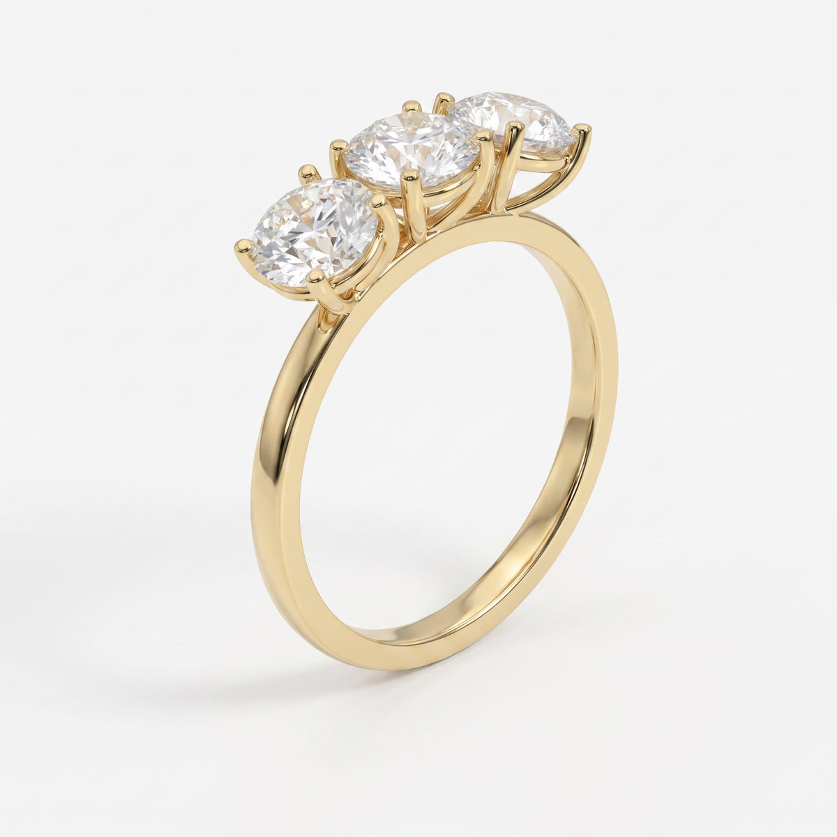 Three-Stone Round Brilliant-Cut Diamond Fashion Ring