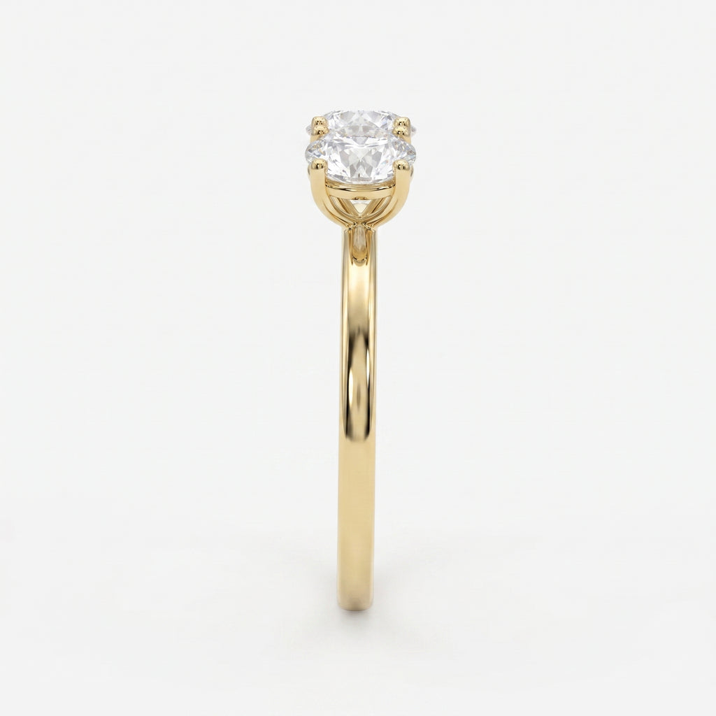 Three-Stone Round Brilliant-Cut Diamond Fashion Ring