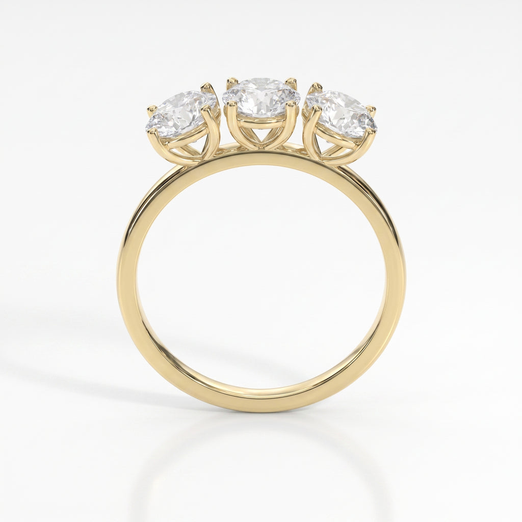 Three-Stone Round Brilliant-Cut Diamond Fashion Ring