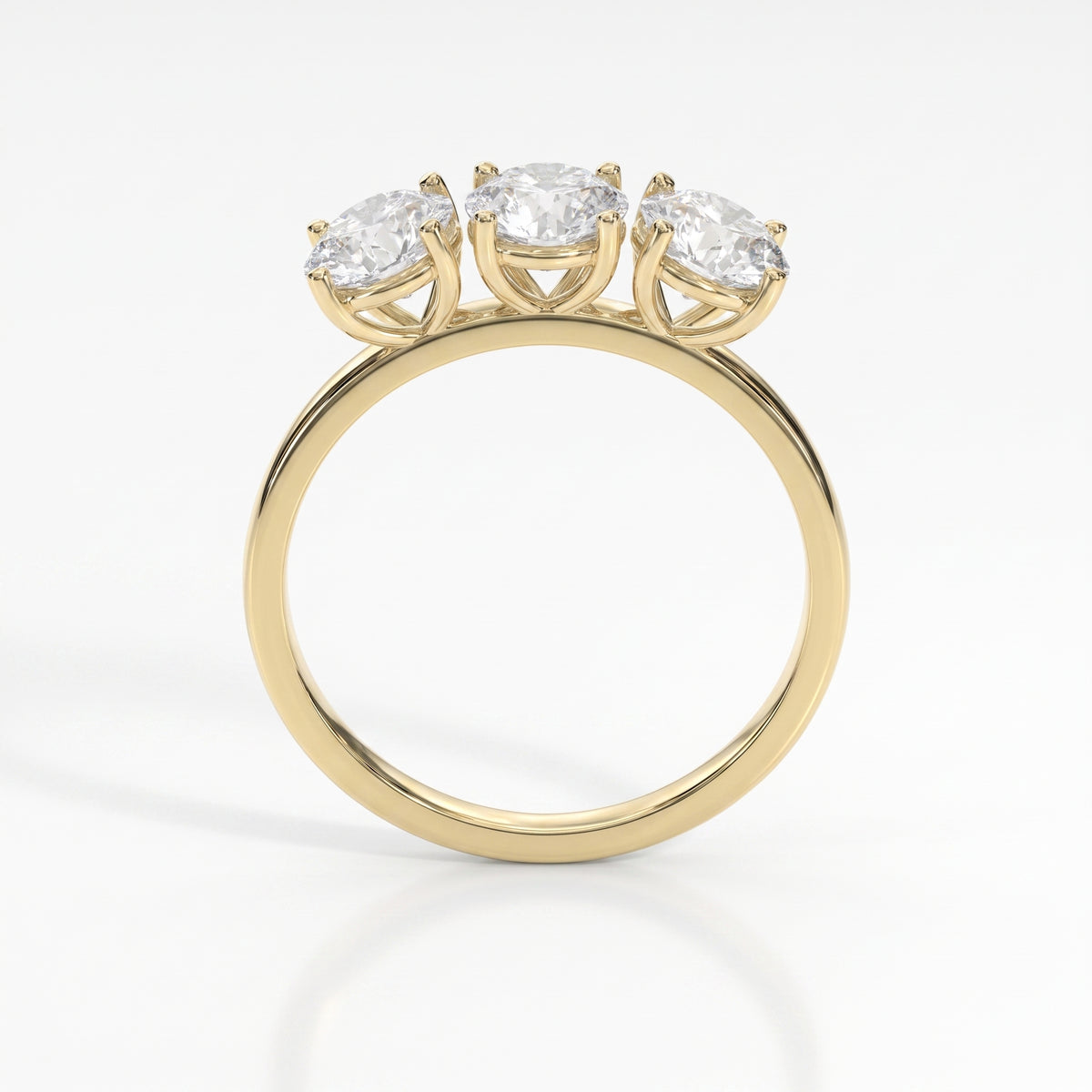 Three-Stone Round Brilliant-Cut Diamond Fashion Ring