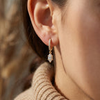 Side profile of pavé diamond hoop earrings showing secure clasp and fine jewelry craftsmanship