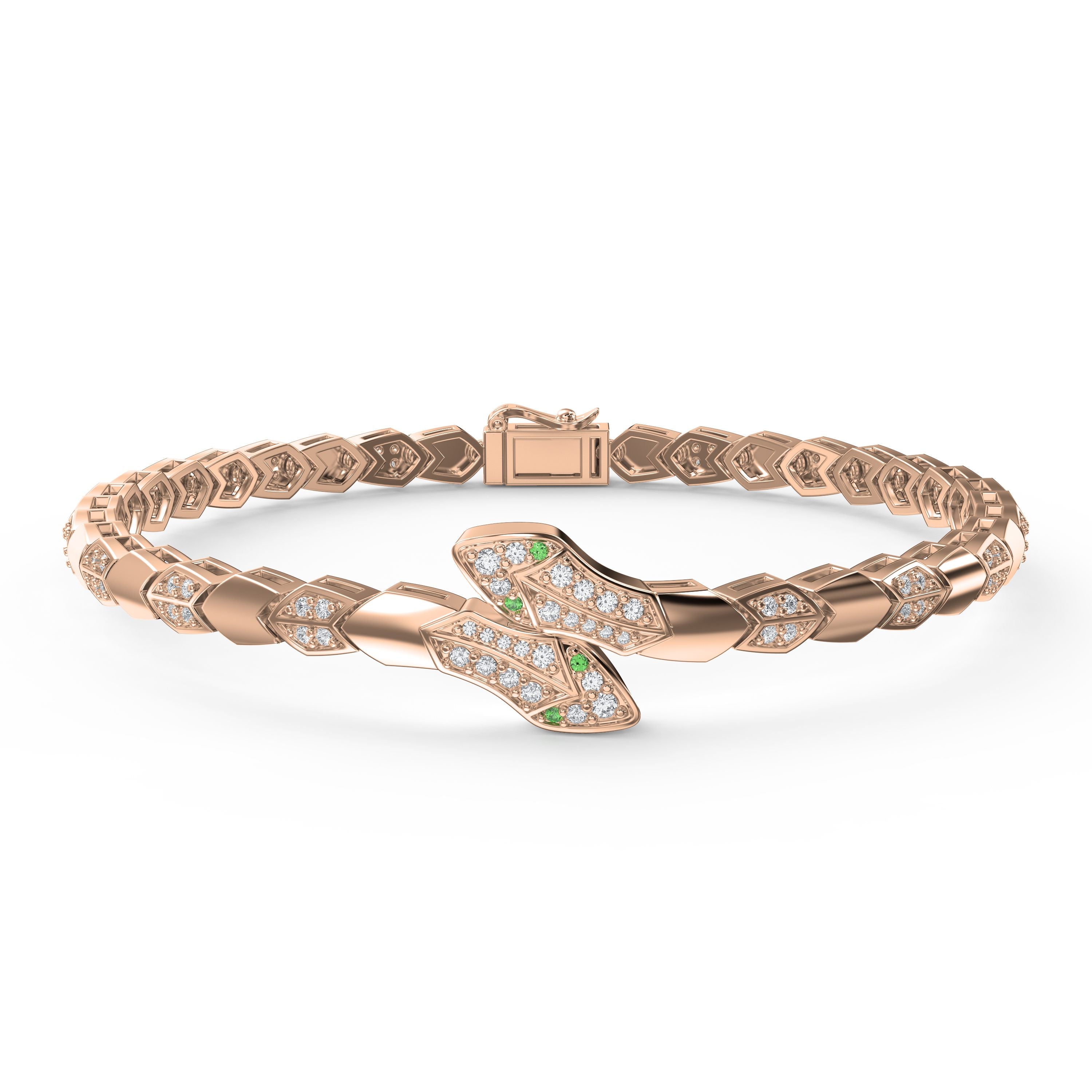 Premium Snake Shape Round Diamond Fashion Bracelet
