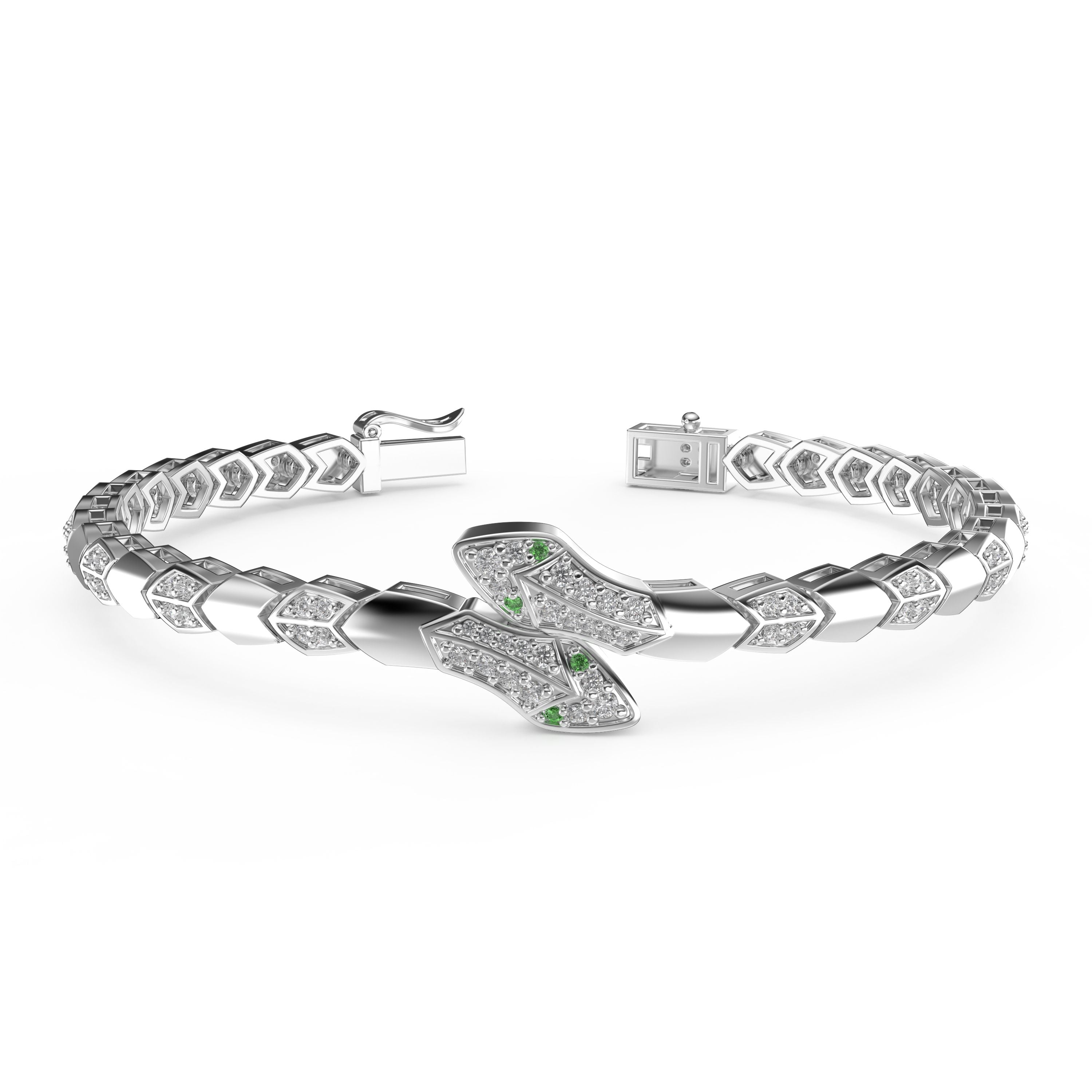 Premium Snake Shape Round Diamond Fashion Bracelet