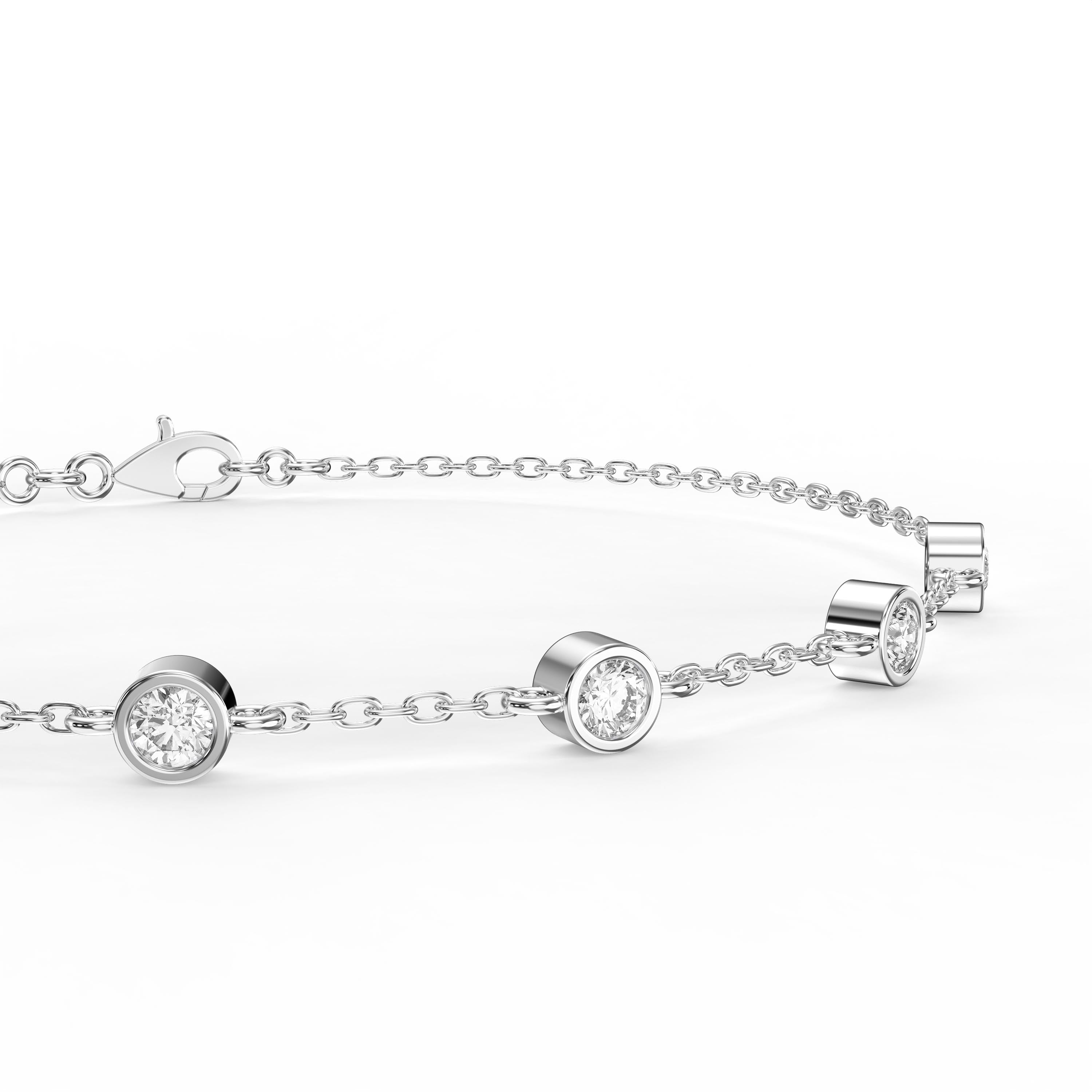 Minimalist Bezel Set Round Diamond Chain Bracelet
