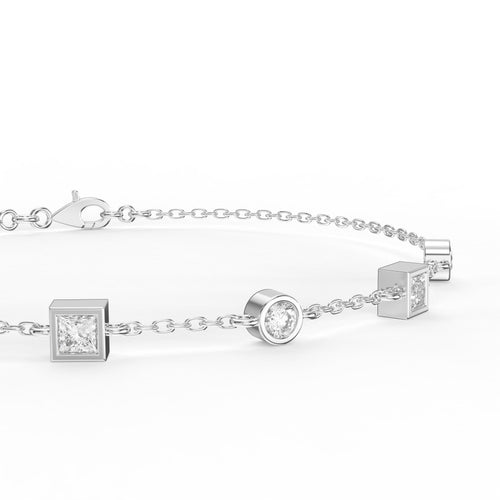 Alternating Bezel Set Diamond Chain Bracelet