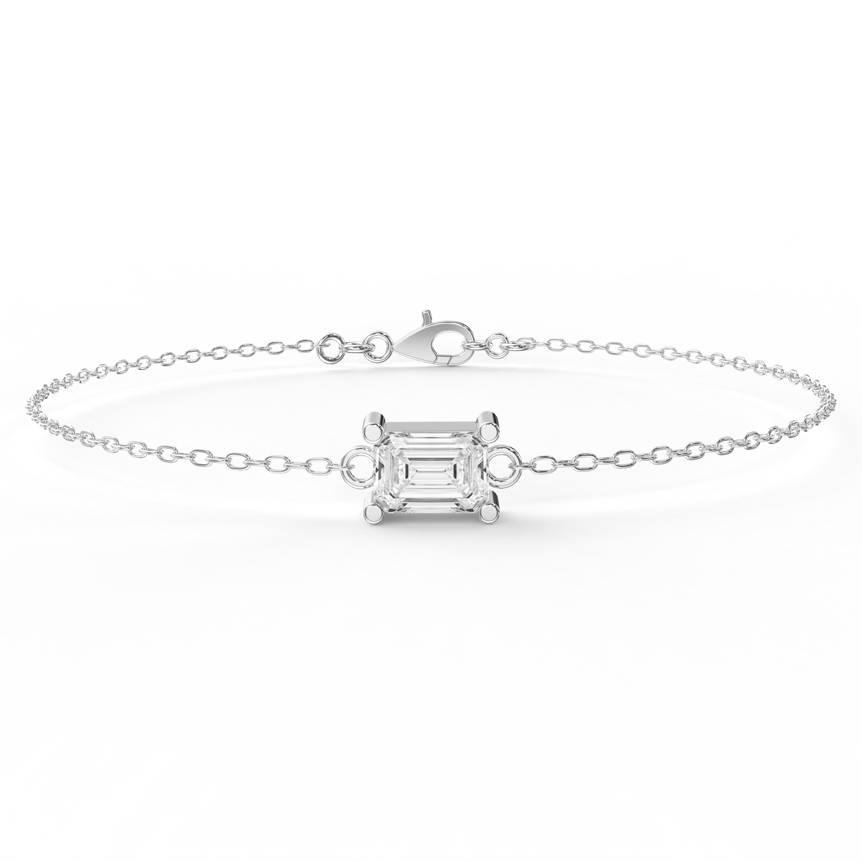 Luminous Emerald Diamond Link Chain Bracelet