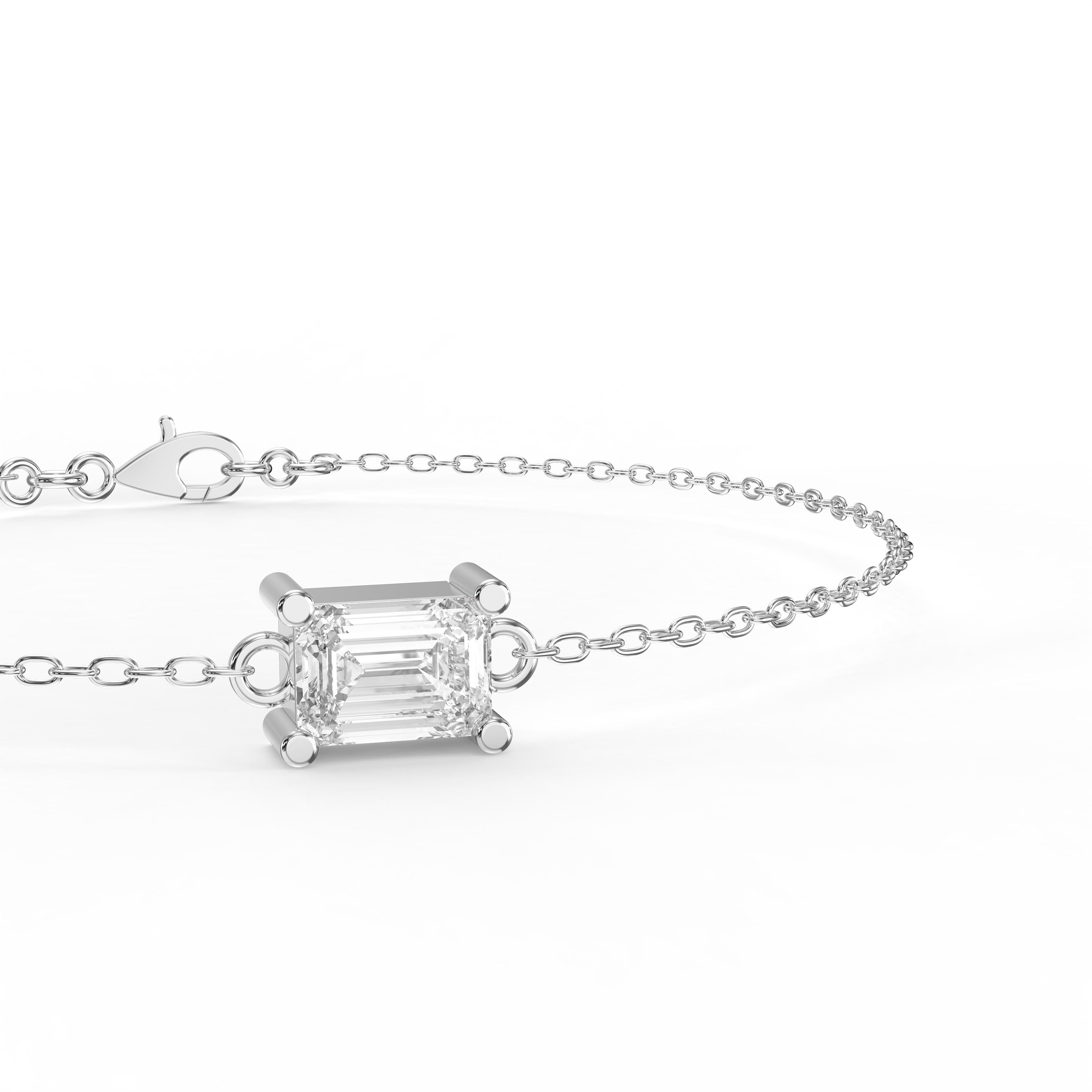 Luminous Emerald Diamond Link Chain Bracelet
