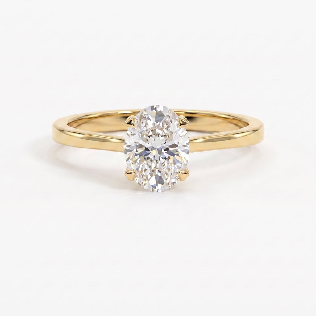 Classic Oval Shape Diamond Solitaire Engagement Ring
