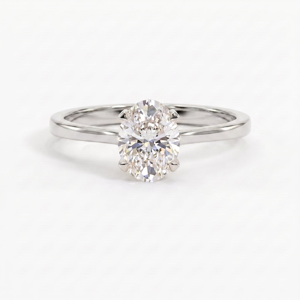 Classic Oval Shape Diamond Solitaire Engagement Ring