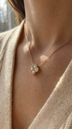 Four Round Brilliant Diamond Clover Design Heritage Necklace