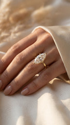 Noble Flow Marquise Hidden Halo Lab Diamond Engagement Ring