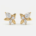 Butterfly diamond stud earrings in yellow gold with pear, marquise and round lab-grown diamonds