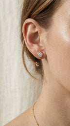 Bezel Round Stud Earrings