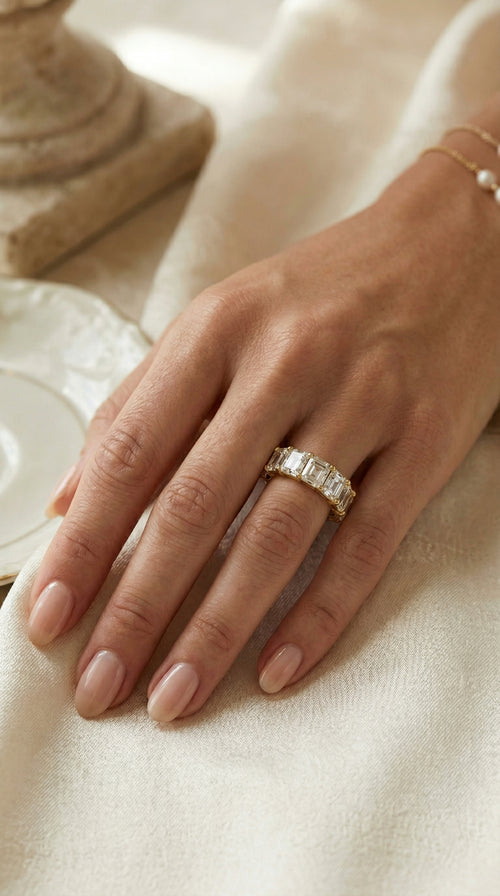 Asscher Cut Diamond Full Circle Ring