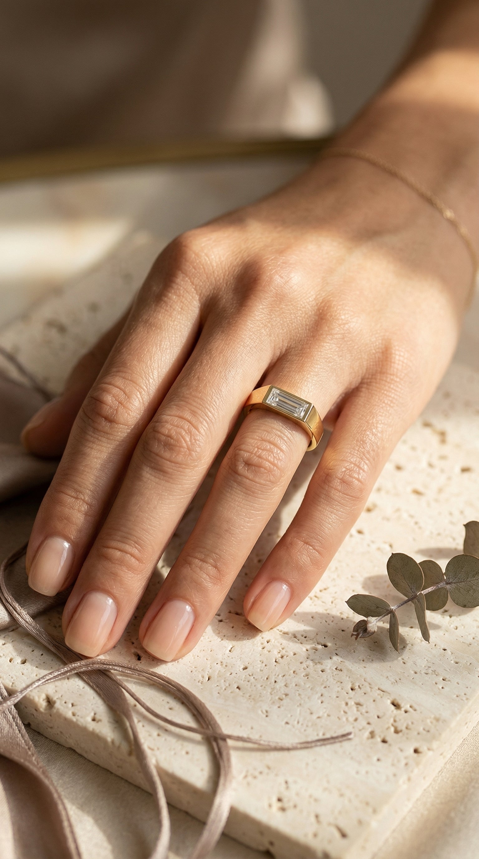 Haiden Bezel Setting Baguette Diamond Solitaire Ring