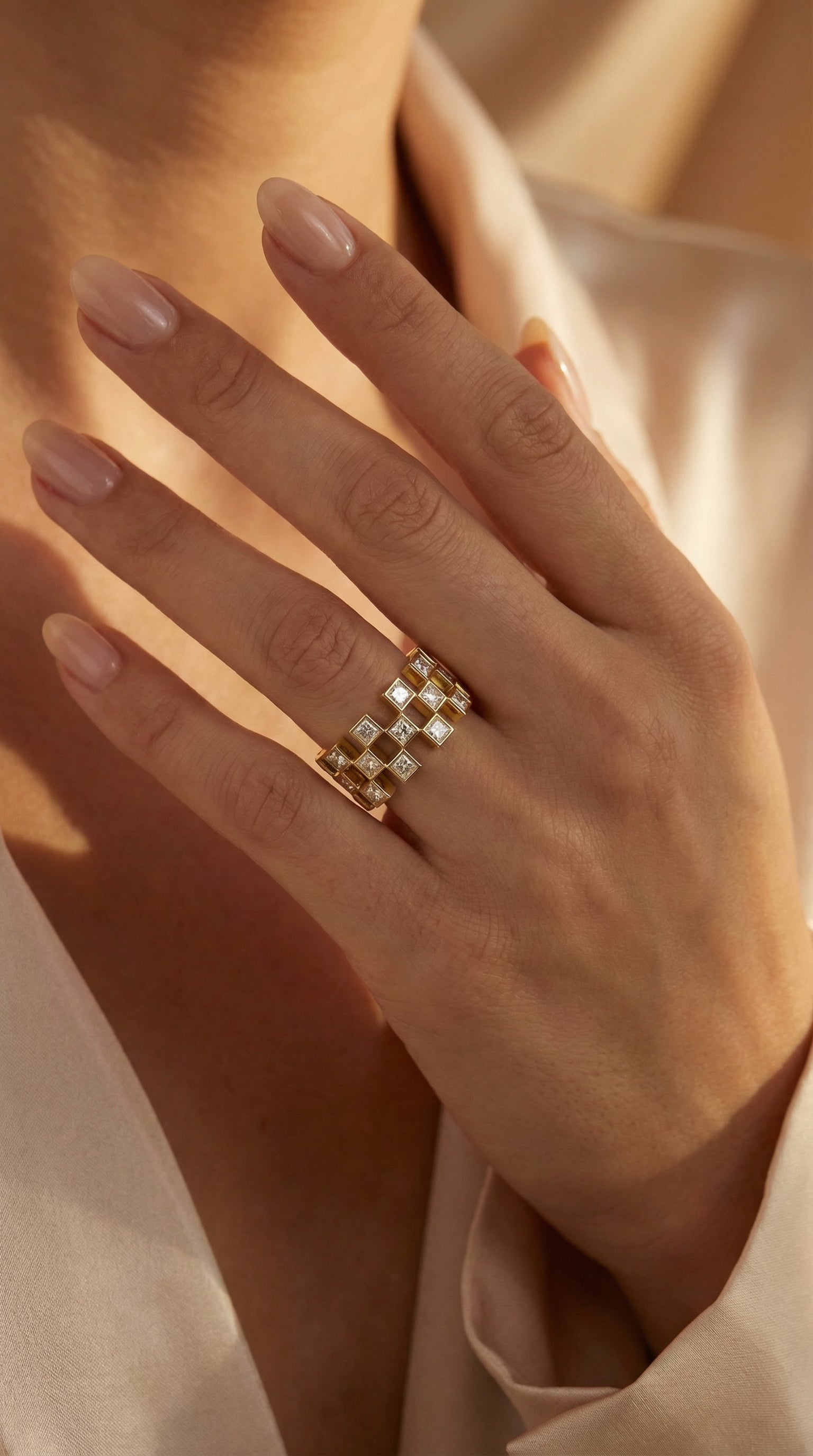 Bold Geometric Princess Cut Diamond Band ( 2.00 - 3.00 ct. )