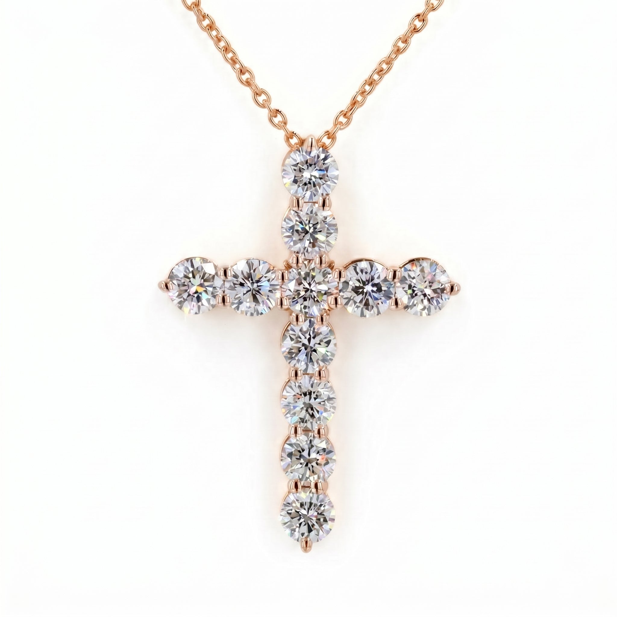 Round Diamond Cross Pendant Necklace