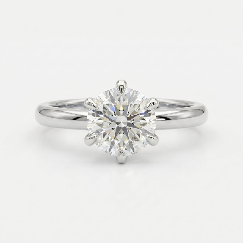 Classic Round Cut Diamond Solitaire Engagement Ring