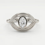 Modern Oval Cut Diamond Eye Design Ring