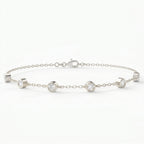 Minimalist Bezel Set Round Diamond Chain Bracelet