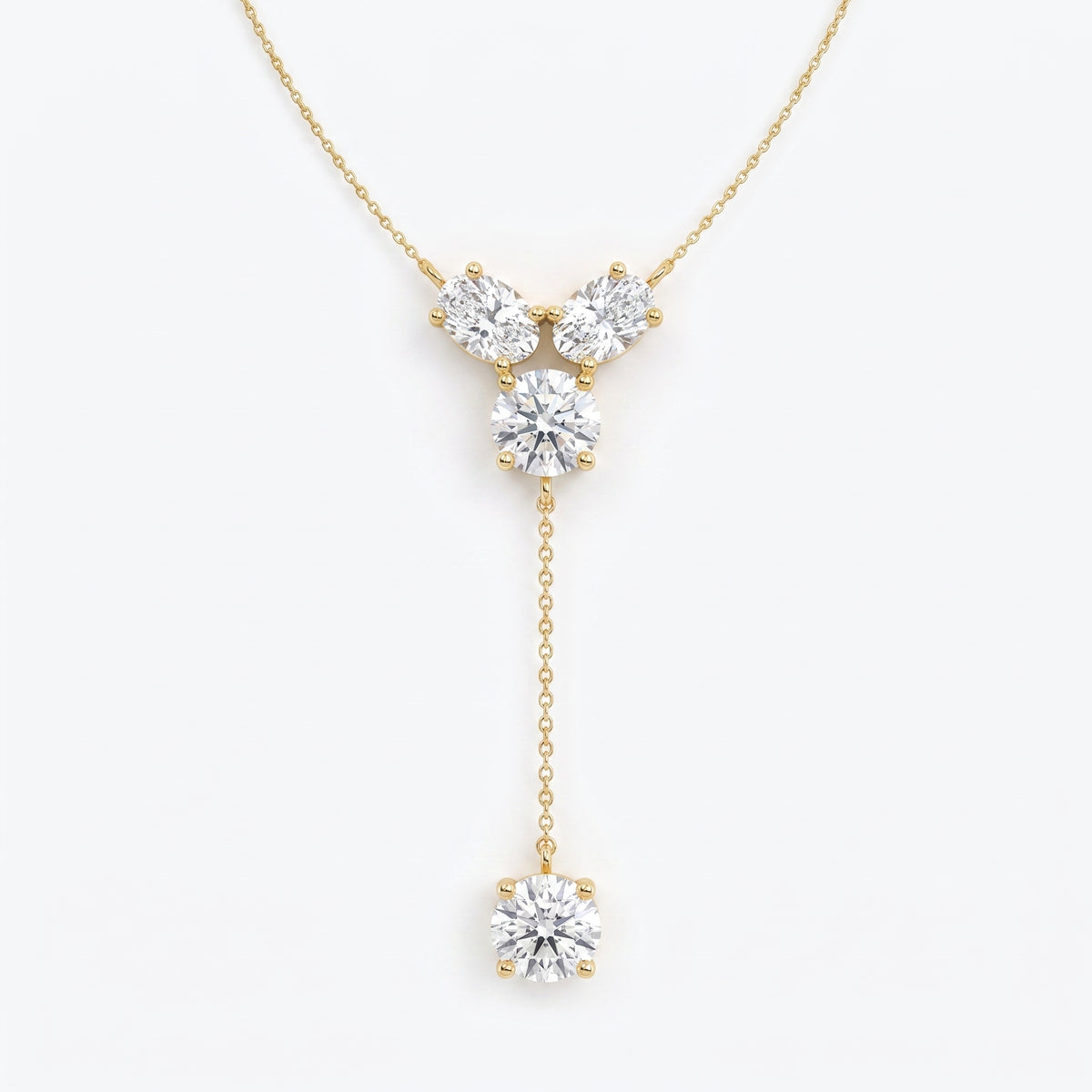 Round Brilliant Diamond Drop Pendant Necklace