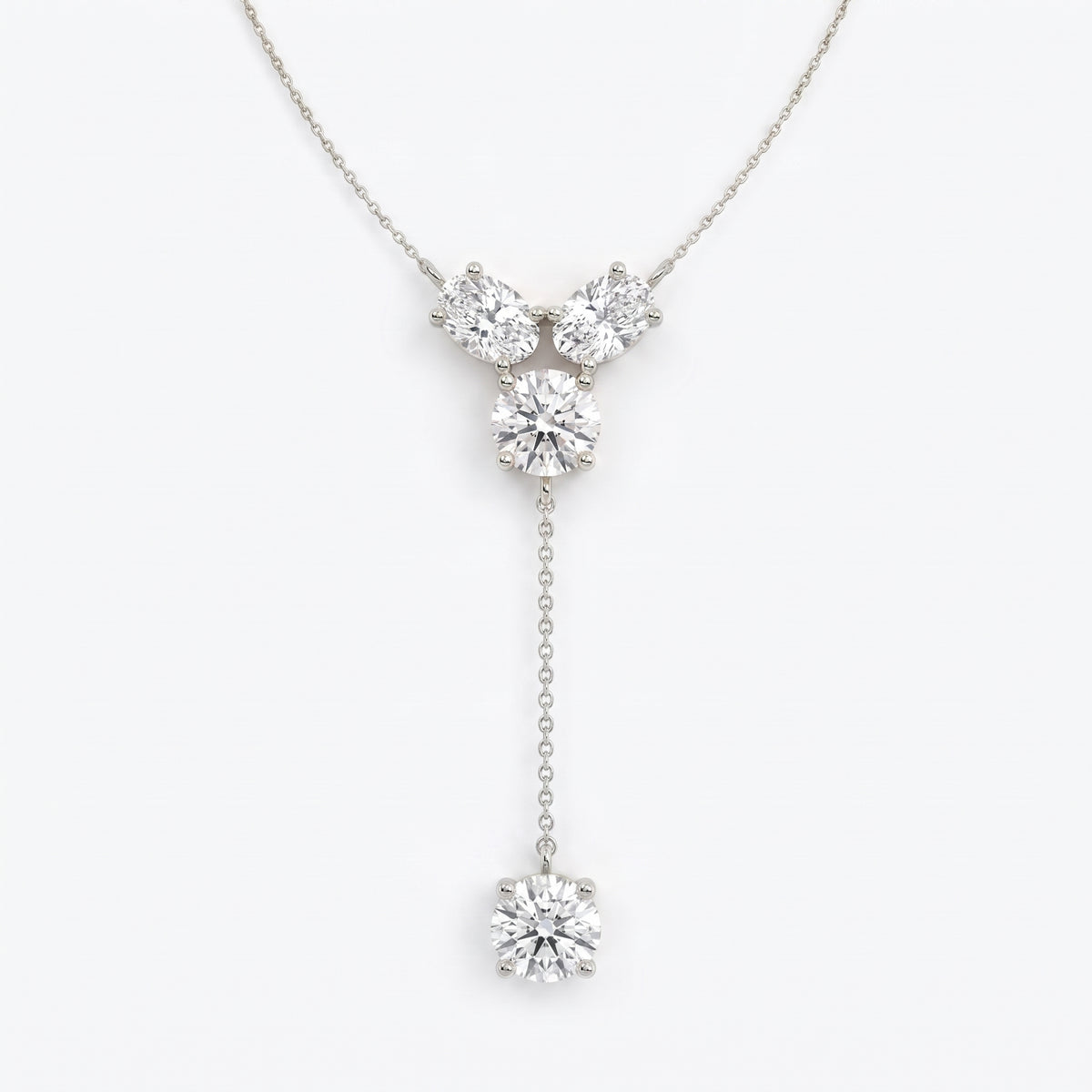 Round Brilliant Diamond Drop Pendant Necklace