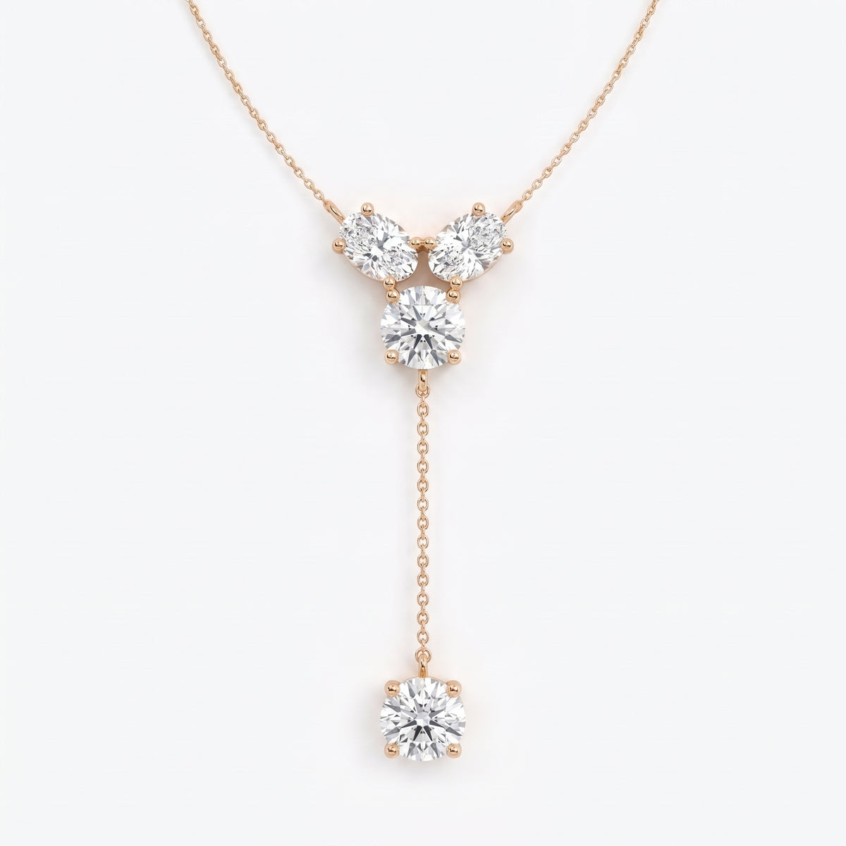 Round Brilliant Diamond Drop Pendant Necklace