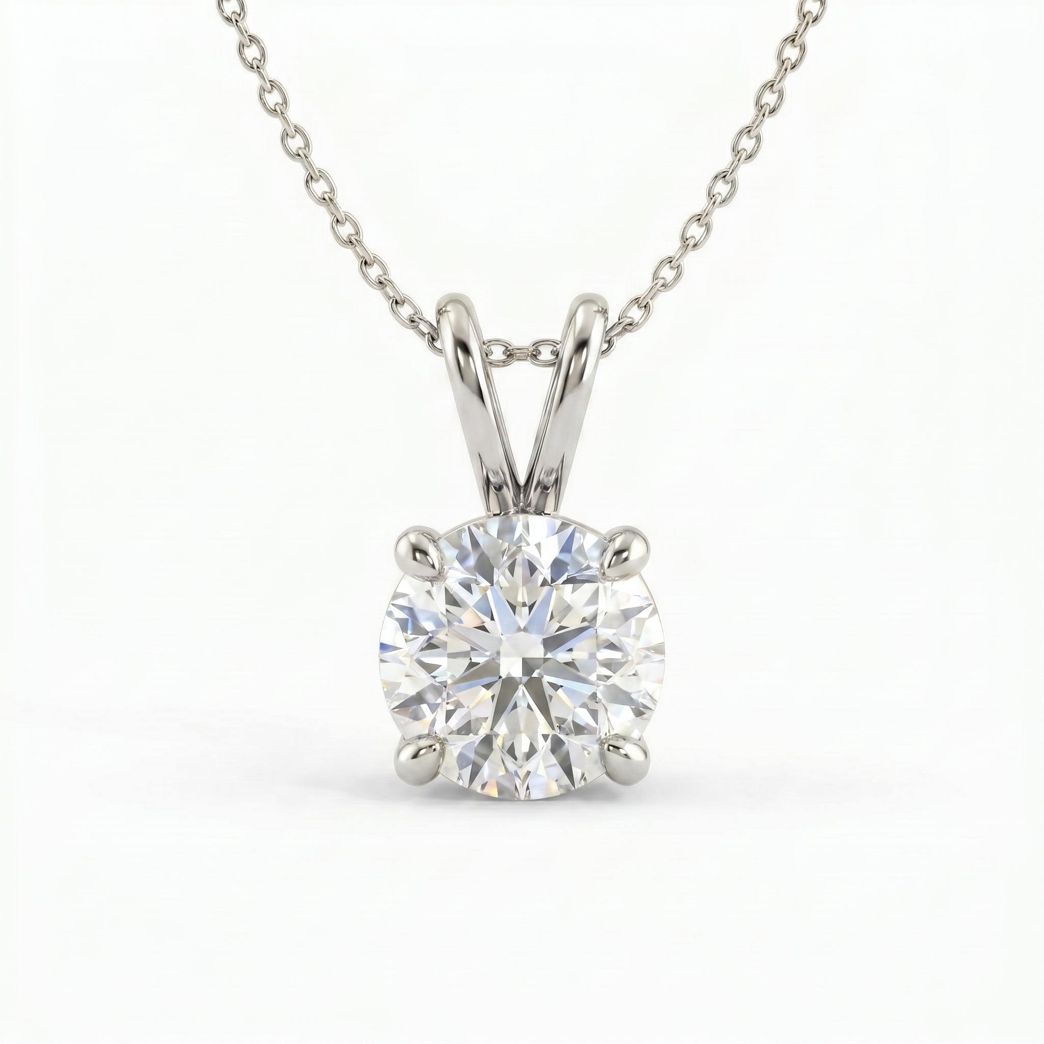 Diamond necklace on a white background
