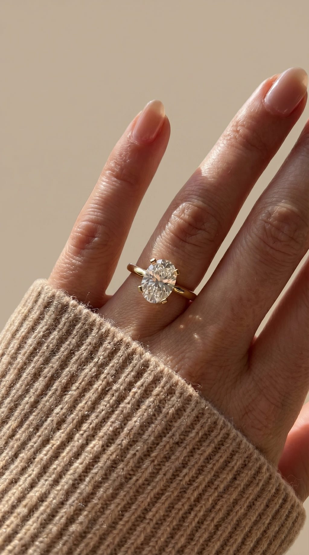 Classic Oval Shape Diamond Solitaire Engagement Ring