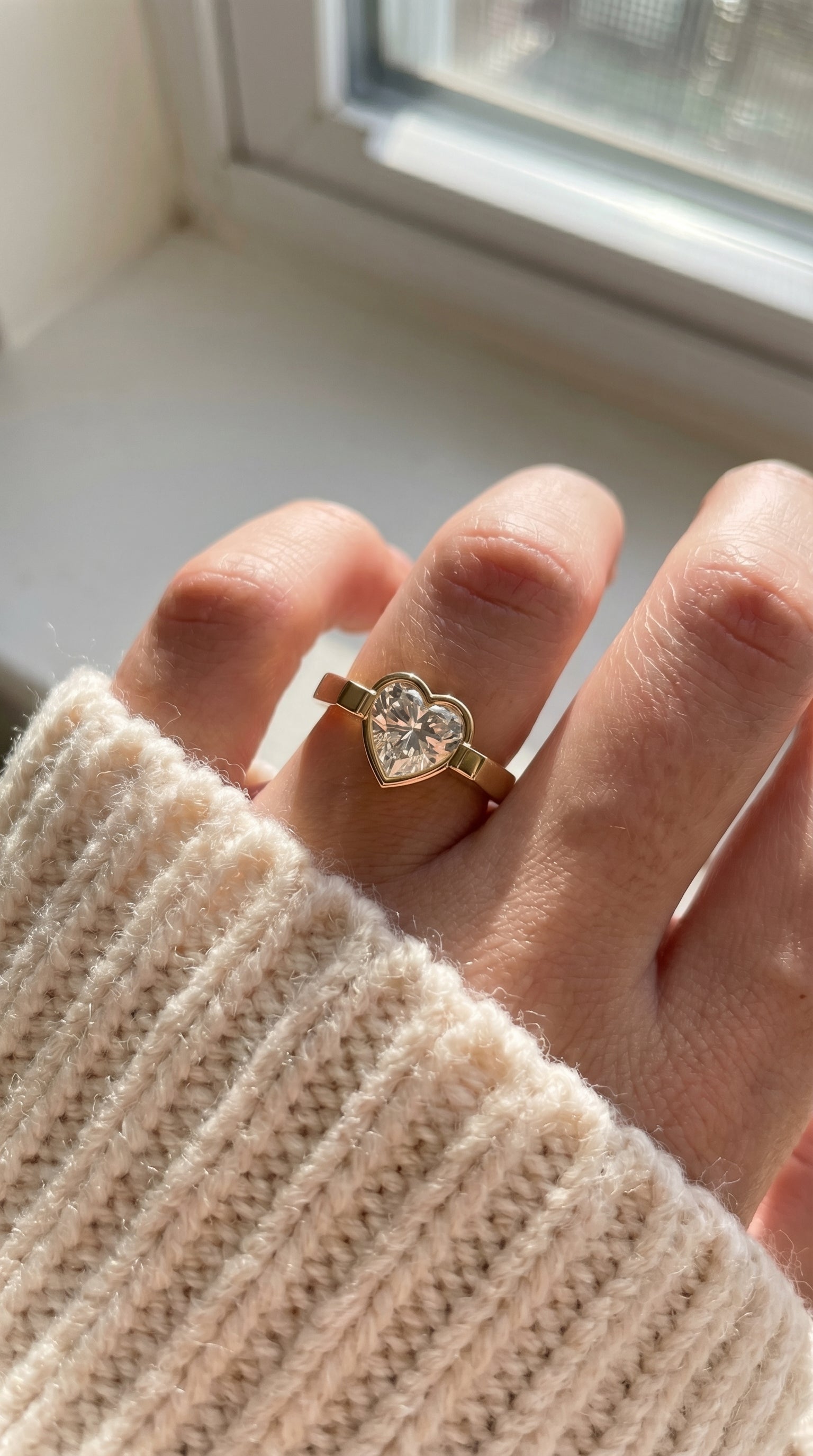 Elegant Heart-Shaped Solitaire Diamond Ring