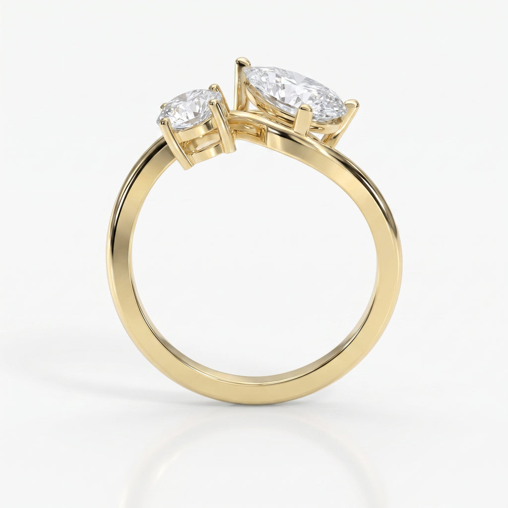 Toi et Moi Pear & Round Diamond Fashion Ring