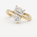 Toi et Moi  Emerald and Pear Shape Diamonds Fashion Ring