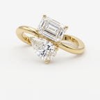 Toi et Moi  Emerald and Pear Shape Diamonds Fashion Ring