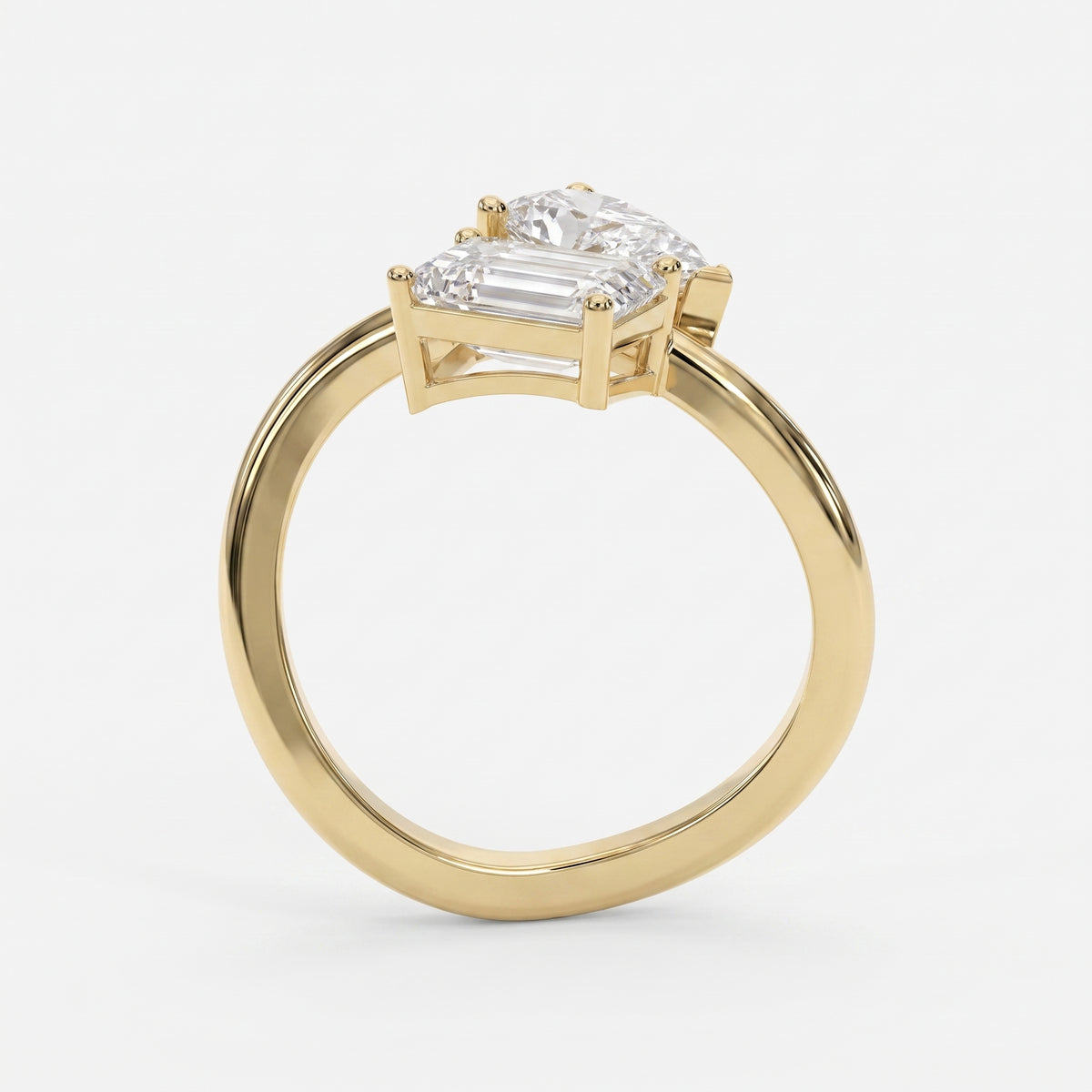 Toi et Moi  Emerald and Pear Shape Diamonds Fashion Ring