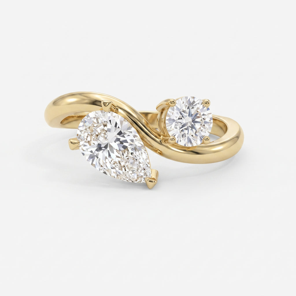 Toi et Moi Pear & Round Diamond Fashion Ring