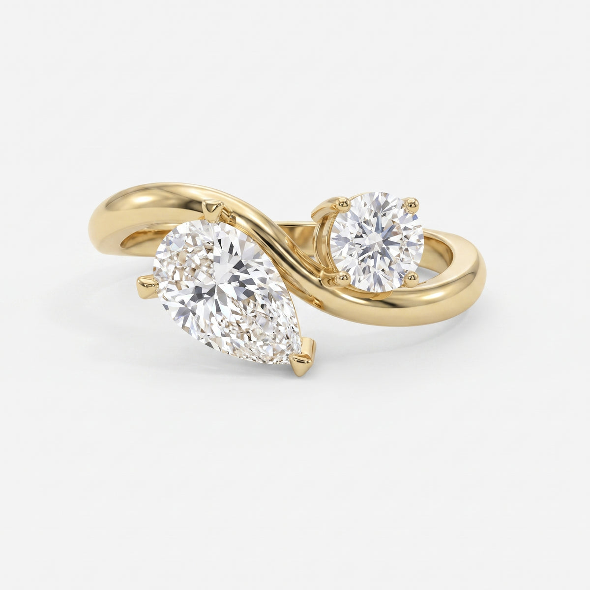 Toi et Moi Pear & Round Diamond Fashion Ring