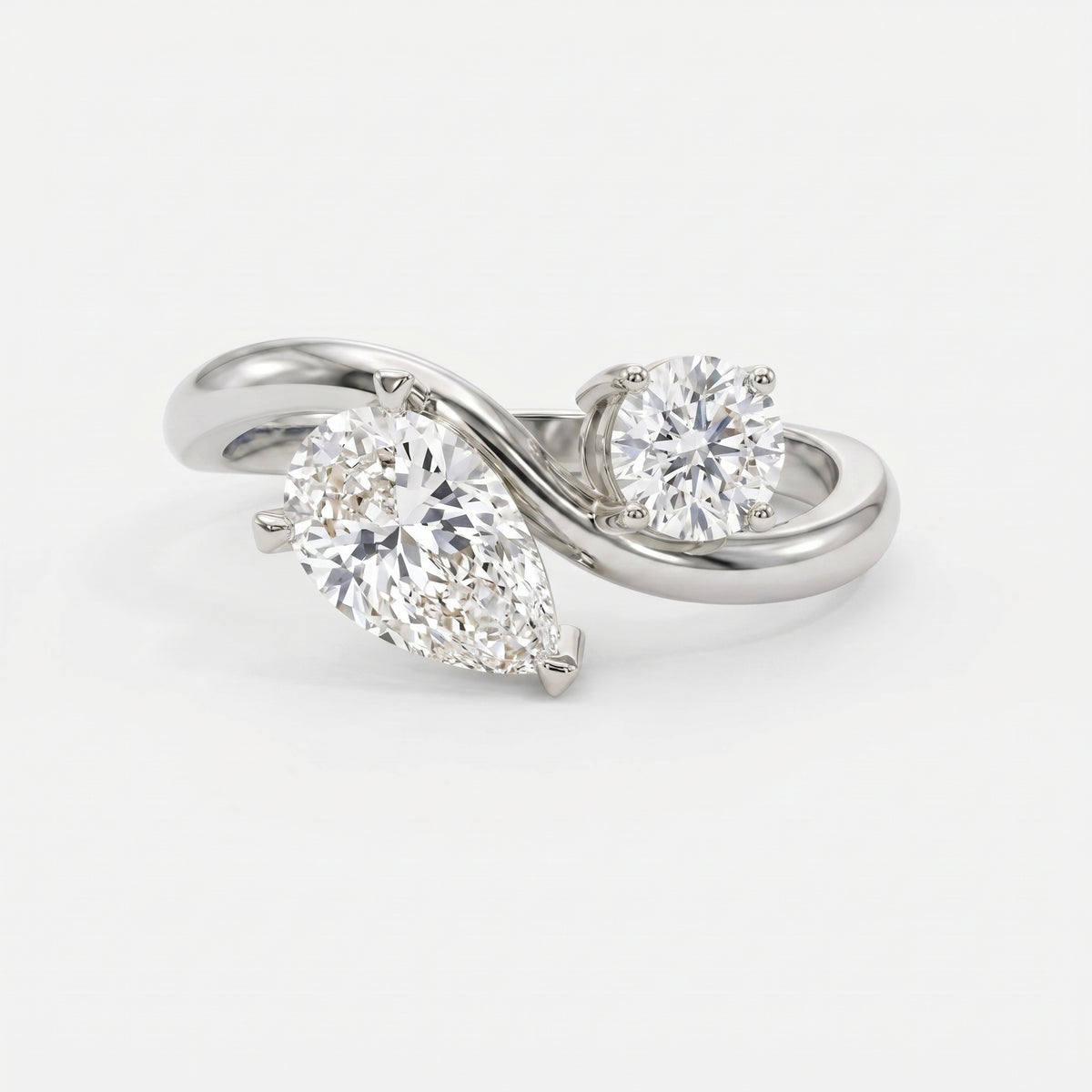 Toi et Moi Pear & Round Diamond Fashion Ring