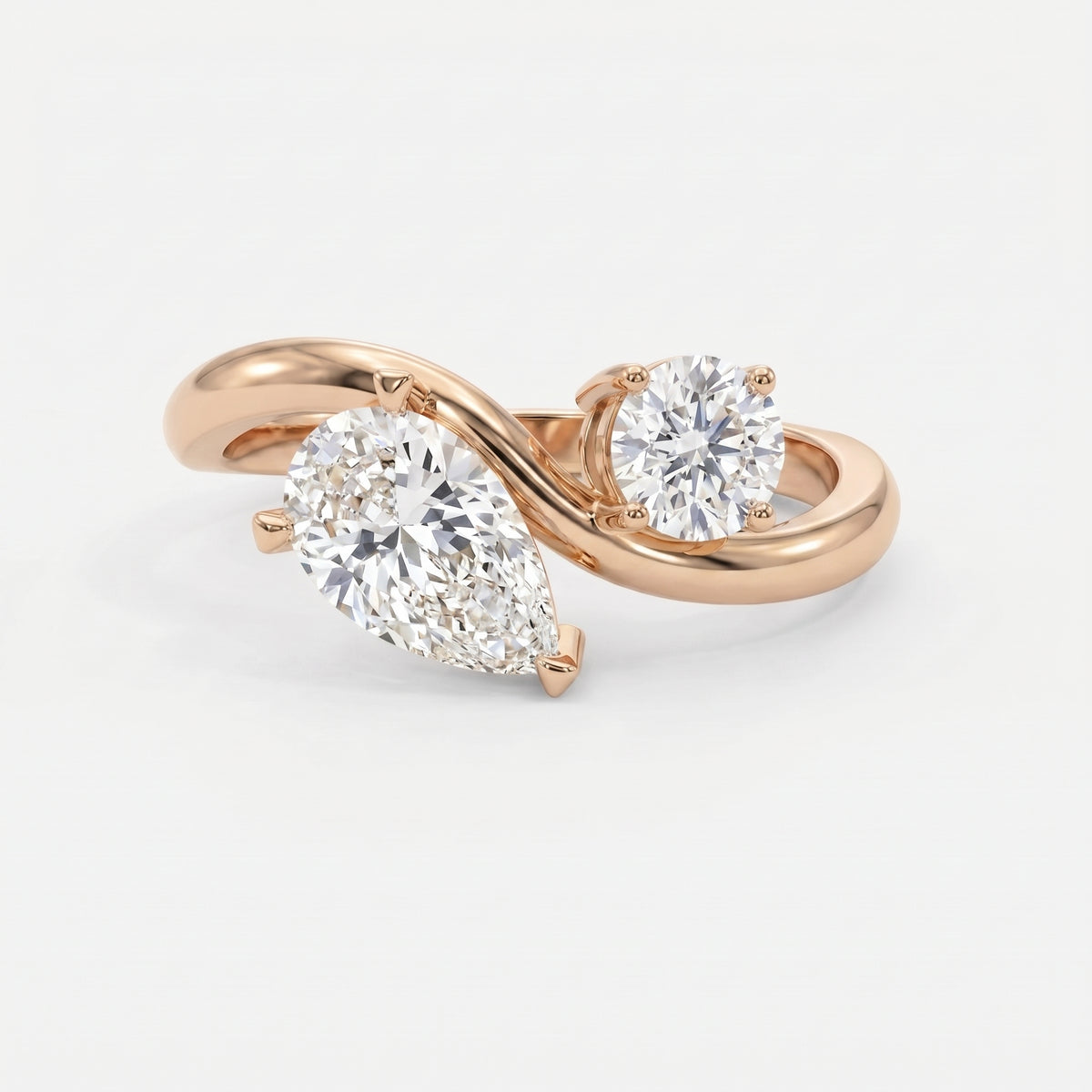 Toi et Moi Pear & Round Diamond Fashion Ring