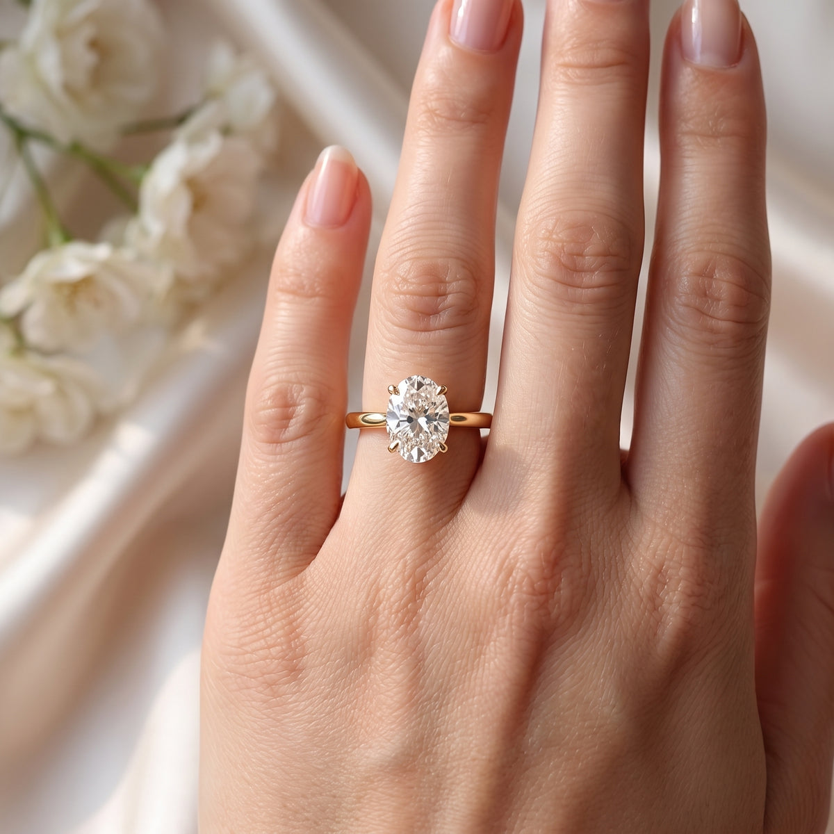 Classic Oval Shape Diamond Solitaire Engagement Ring